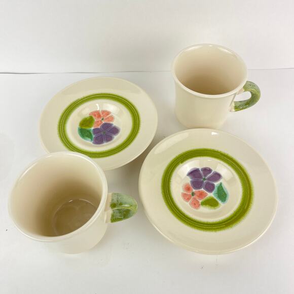 Franciscan Floral Print Earthenware Mug Cup and Saucer Set of 2 - Picture 3 of 5